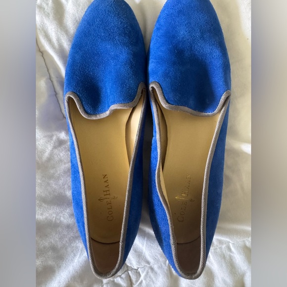 Cole Haan Women's Sabrina Smoking Blue Suede Loafers - Picture 1 of 6